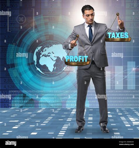 The Businessman Comparing Profit And Taxes Stock Photo Alamy