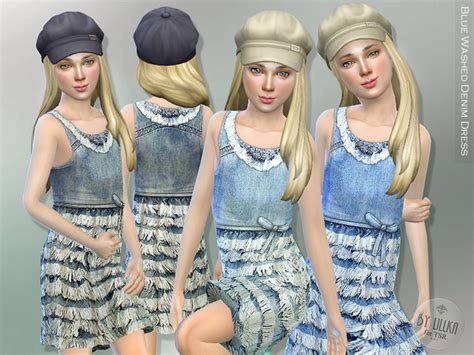 The Sims Resource Blue Washed Denim Dress By Lillka Sims 4 Downloads