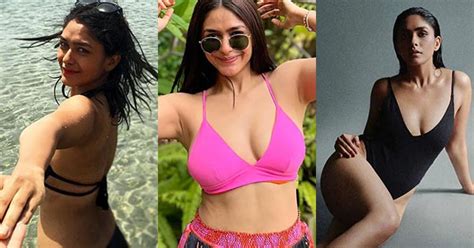 11 Hottest Photos Of Mrunal Thakur In Bikini Swimsuit And Going Topless