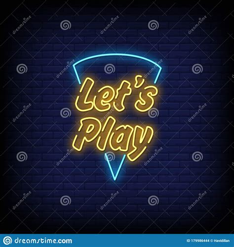 Lets Play Neon Signs Style Text Vector Stock Vector Illustration Of