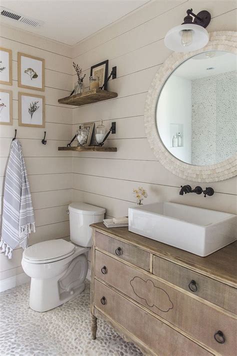 25 Gorgeous Farmhouse Style Weathered Wood Bathroom Vanity Ideas