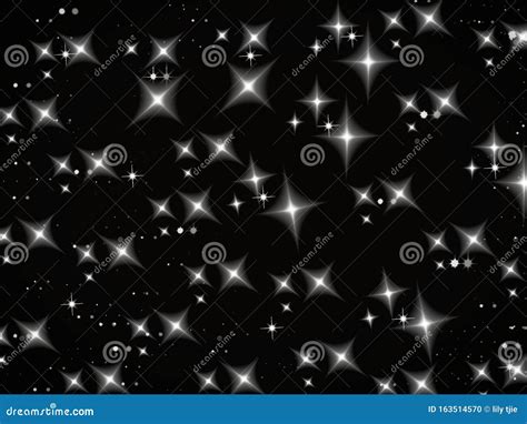 Black Background With A Combination Of Small Silver Stars Abstract