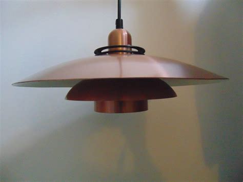 1970s Vintage Danish Copper Coloured Three Teir Pendant Light Thea By