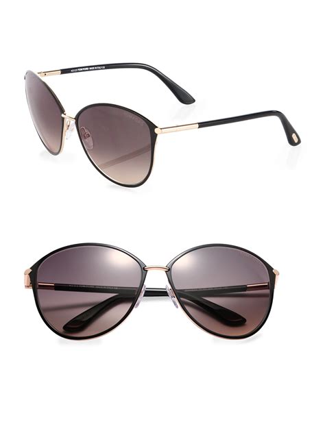 Tom Ford Penelope Oversized Sunglasses In Black Gold Black Lyst