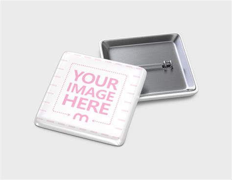Square Pin Badge Showcase Mockup Mediamodifier