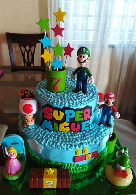 Torta Súper Mario En Crema Fiesta De Mario Fiesta De Mario Bros