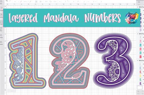 3d Numbers Layered Number 7 Laser Cut Mandala Number Alphabet Letters