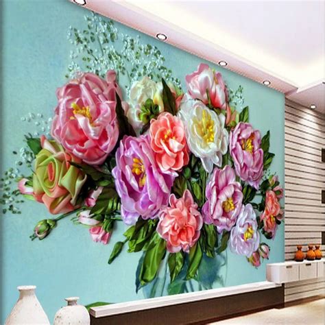 Beibehang Custom Photo Wallpaper 3d Fresco Wall Sticker Silk Peony