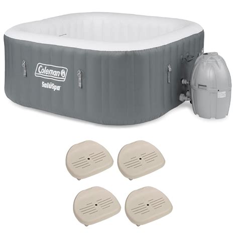 Coleman Saluspa 140 Air Jet Square 4 To 6 Person Inflatable Hot Tub Gray And Purespa Slip