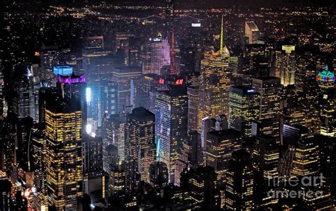 Midtown Manhattan Skyline At Night Aerial View Photograph By David