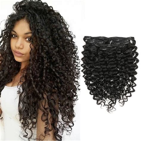 Kinky Curly Clip In Hair Extensions For Black Women Human Hair 12 Inch Black Curly Hair
