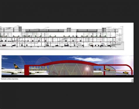International Airport Building Facade Elevation And Sectional Details