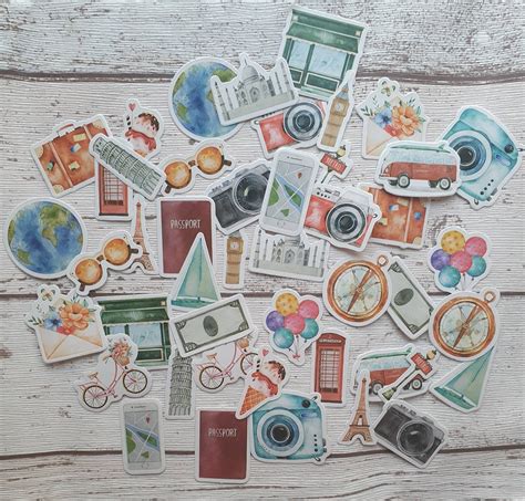 Travel Stickers 46 Pieces Scrapbook Journal Planner Etsy