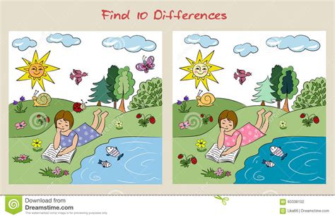 Find 10 Differences Visual Puzzle Stock Vector