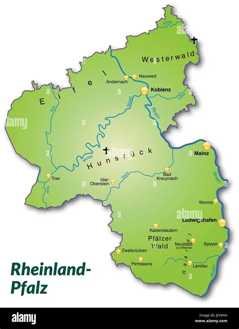 Karte Von Rheinland Pfalz Als Eine Übersichtskarte In Grün Stock