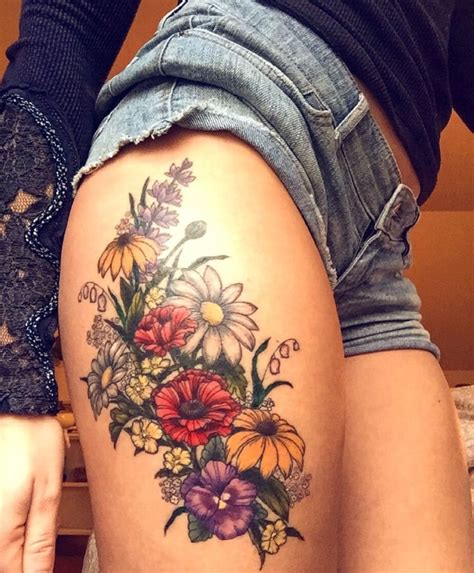 I Love It Flowertattoo Flower Thigh Tattoos Floral Hip Tattoo Hip