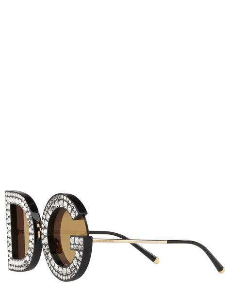 Dolce And Gabbana Dg Crystals Embellished Sunglasses In Metallic Lyst