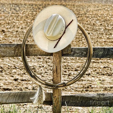 Cowboy Hat And Lasso On Fence Photograph By American West Decor By