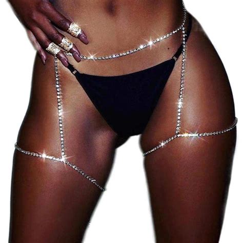 Amazon Com Victray Crystal Leg Chains Body Chain Summer Thigh Chain