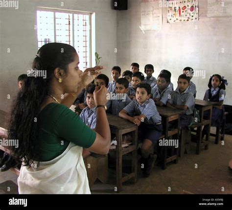 Painet Ik0534 Female Teacher Students India Botany Class Saint Anthonys