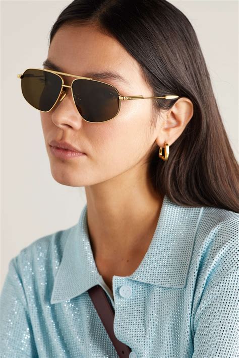 Gold Aviator Style Gold Tone Sunglasses Bottega Veneta Eyewear Net