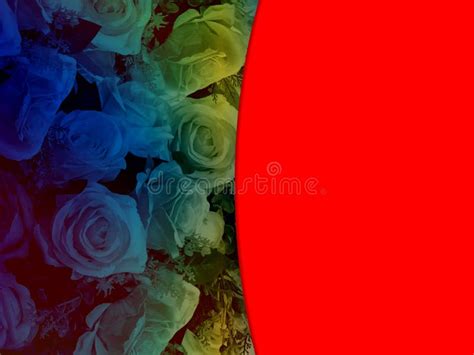 Blue And Green Roses Flower Bouquet On Red Pattern Background Nature