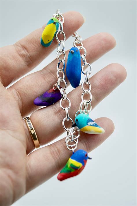 Bunting Bird Bracelet Bird Bracelet Bird Jewelry Painted Etsy