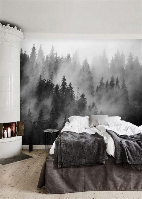Black And White Forest Wallpaper Mural Peel And Stick Remove Etsy