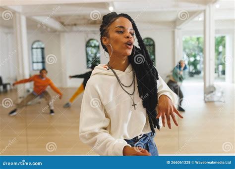 Image Of African American Female Hip Hop Dancer Practicing In Studio