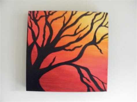 Items Similar To Original Acrylic Painting Abstract Tree At Sunset