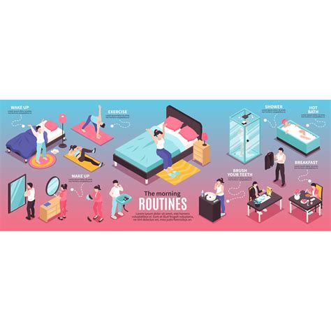 Isometric Morning Routine Infographics 201212125 Vector Illustration