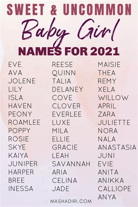 Uncommon Unique Cute Baby Girl Names For Cute Baby Girl Names