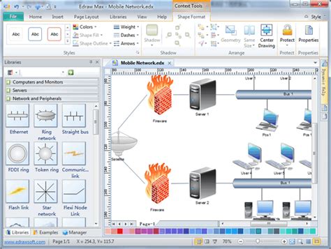 Allows different types of charts like flowcharts, org charts, uml, er and network diagrams. Basic Network Diagram, Free Examples, Software and Templates Download