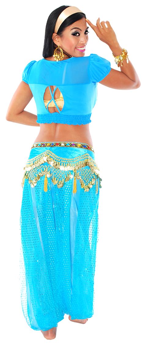 Deluxe Arabian Princess Costume In Blue Turquoise At