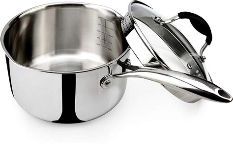 Avacraft Stainless Steel Saucepan With Glass Lid Strainer Lid Two