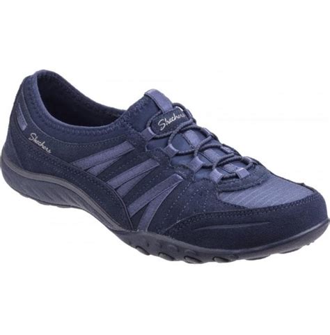 Skechers Womens Navy Relaxed Fit Breathe Easy Moneybags Lace Up