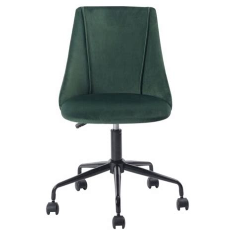 Furniturer Modern Velvet Upholstered Adjustable Swivel Task Chair In