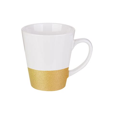 Latte Mug 300 Ml With A Glitter Strap For Sublimation Printing Gold