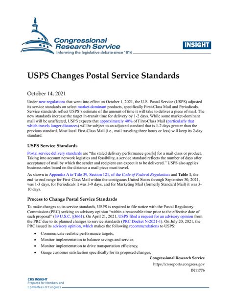 Usps Changes Postal Service Standards