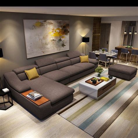 Salas modernas para casas pequeas salas. Mobília da sala de estar sofás de tecido em forma de L de ...