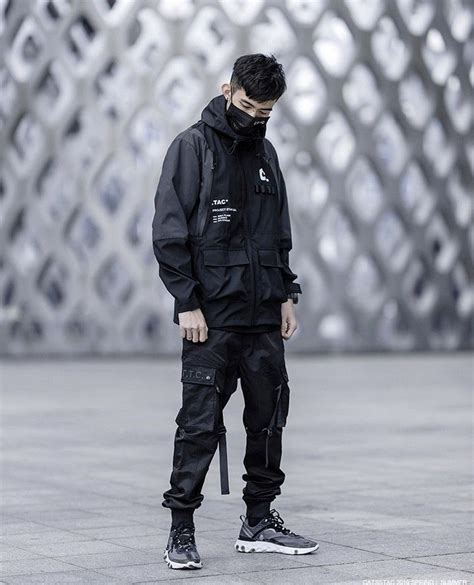 Gray Fluorescent Techwear Hoodie Mens Cyberpunk Jacket