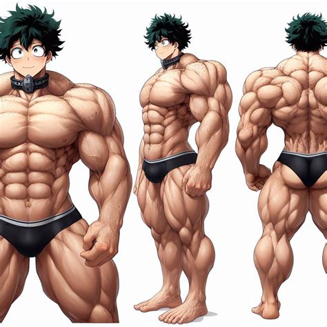 Rule 34 Ai Generated Big Muscles Chippendale Concept Art Hyper Muscles Izuku Midoriya Male