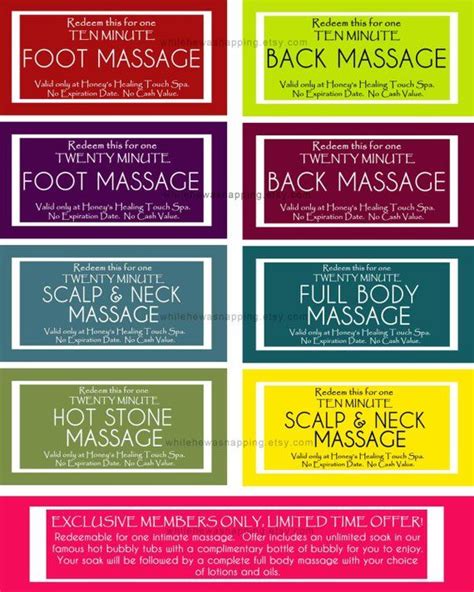 Massage Coupons Or Love Voucher Printable Love Coupon Or Etsy Love