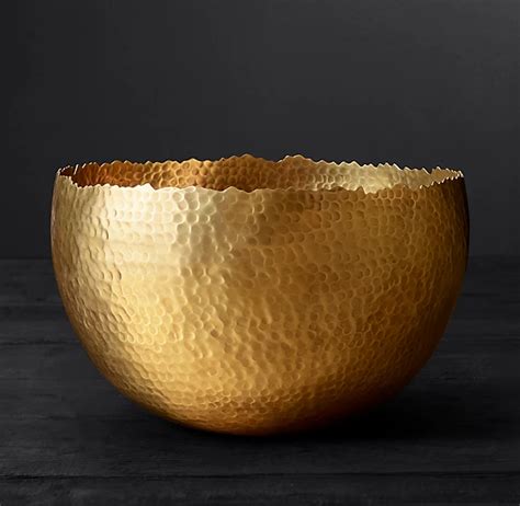 hammered brass raw edge bowl extra large