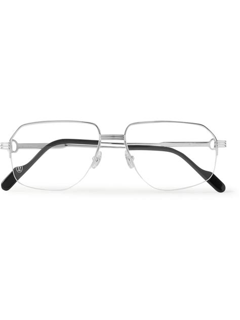 Cartier Rectangular Frame Silver Tone Optical Glasses Modesens
