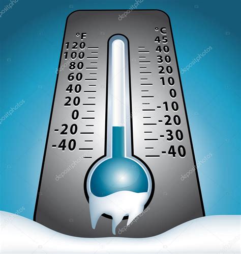 Winter Frozen Thermometer In Snow Vector Stock Vector Image By