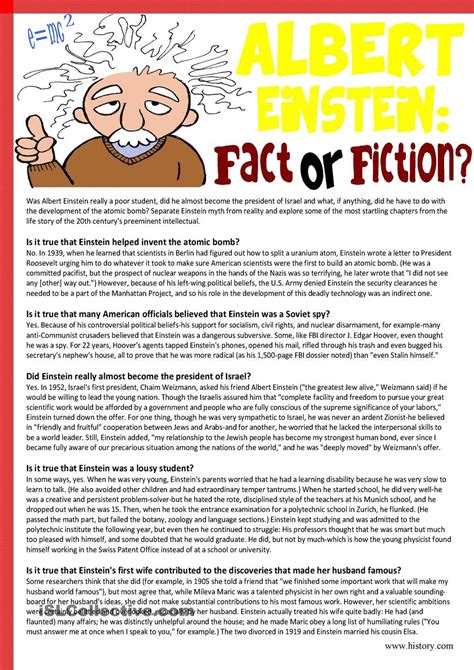 Albert Einsteinfact Or Fiction Reading Comprehension Reading