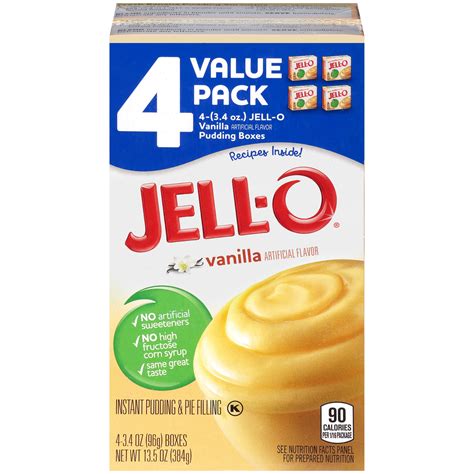 Jell O Vanilla Instant Pudding And Pie Filling Mix Value Pack 4 Ct Pack
