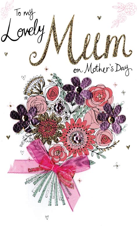 Mothers Day Card To My Lovely Mum Embellished Champagne Range Cards