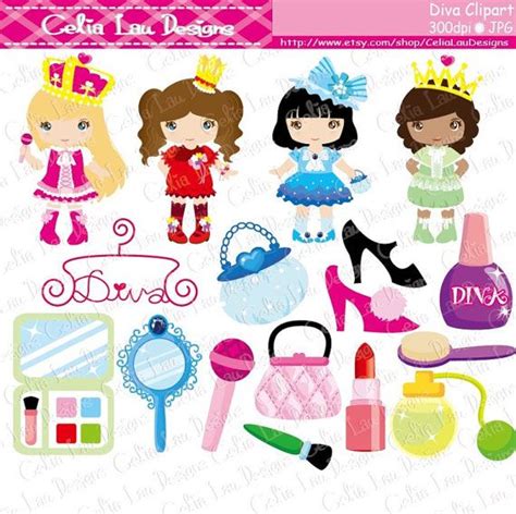 Diva Princess Party Digital Clipart Little Girls Diva